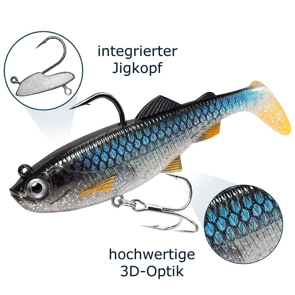 Dropshot Set RIPPER LONGINUS, MINNOW, DROP SHOT, GUMMIFISCHE, GUMMI KÖDER RAUBFISCH Zander Angeln