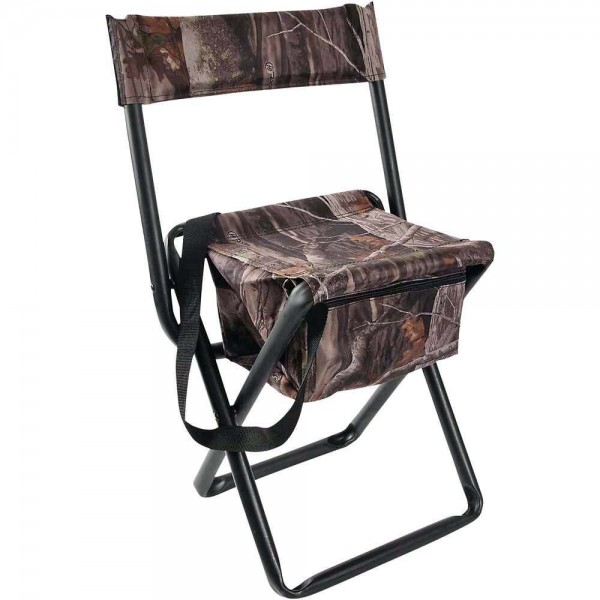 Sitzstuhl mit Rückenlehne und Tasche